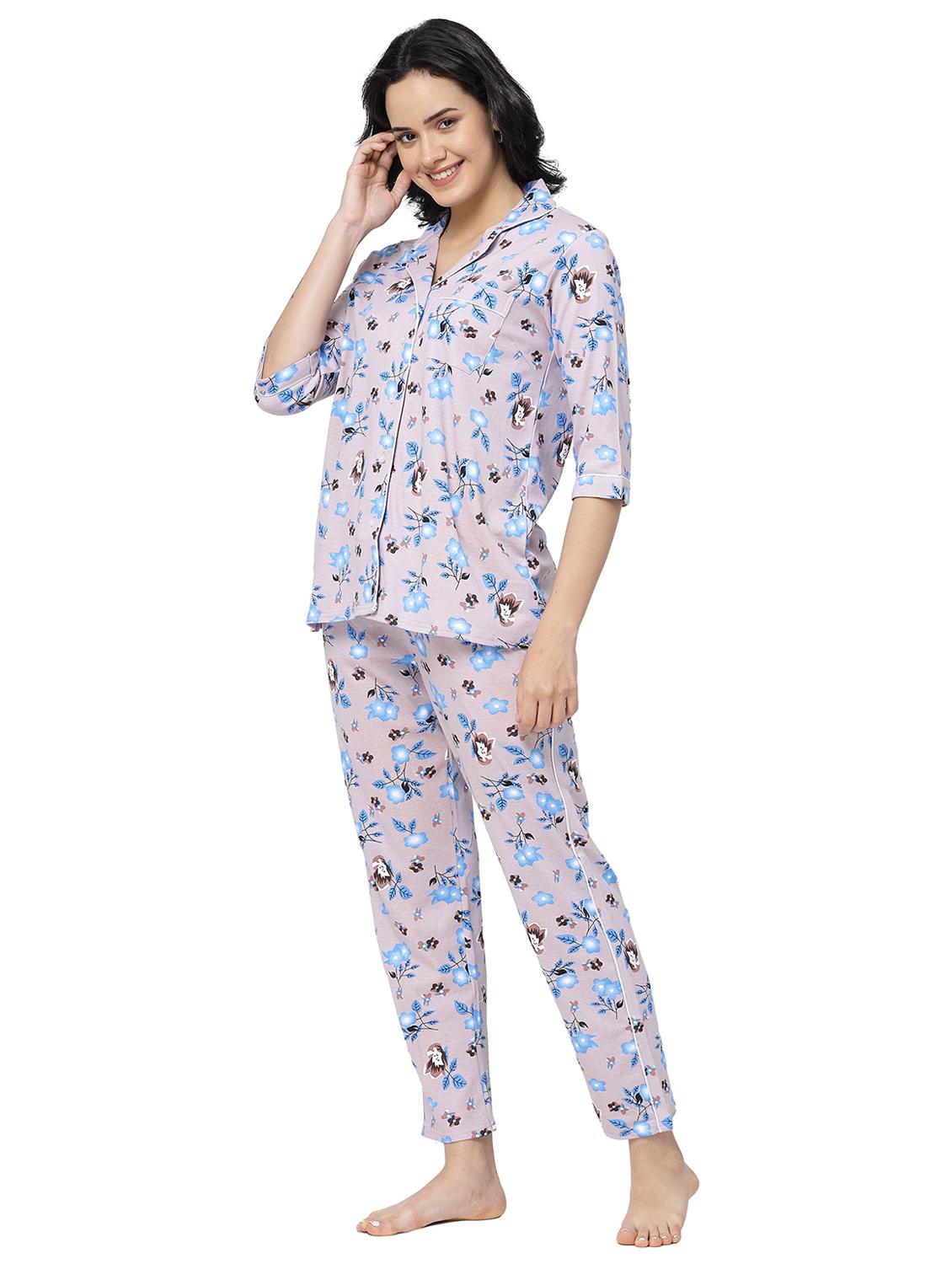 lavender cotton nightwear set - 20537901 - Standard Image - 1