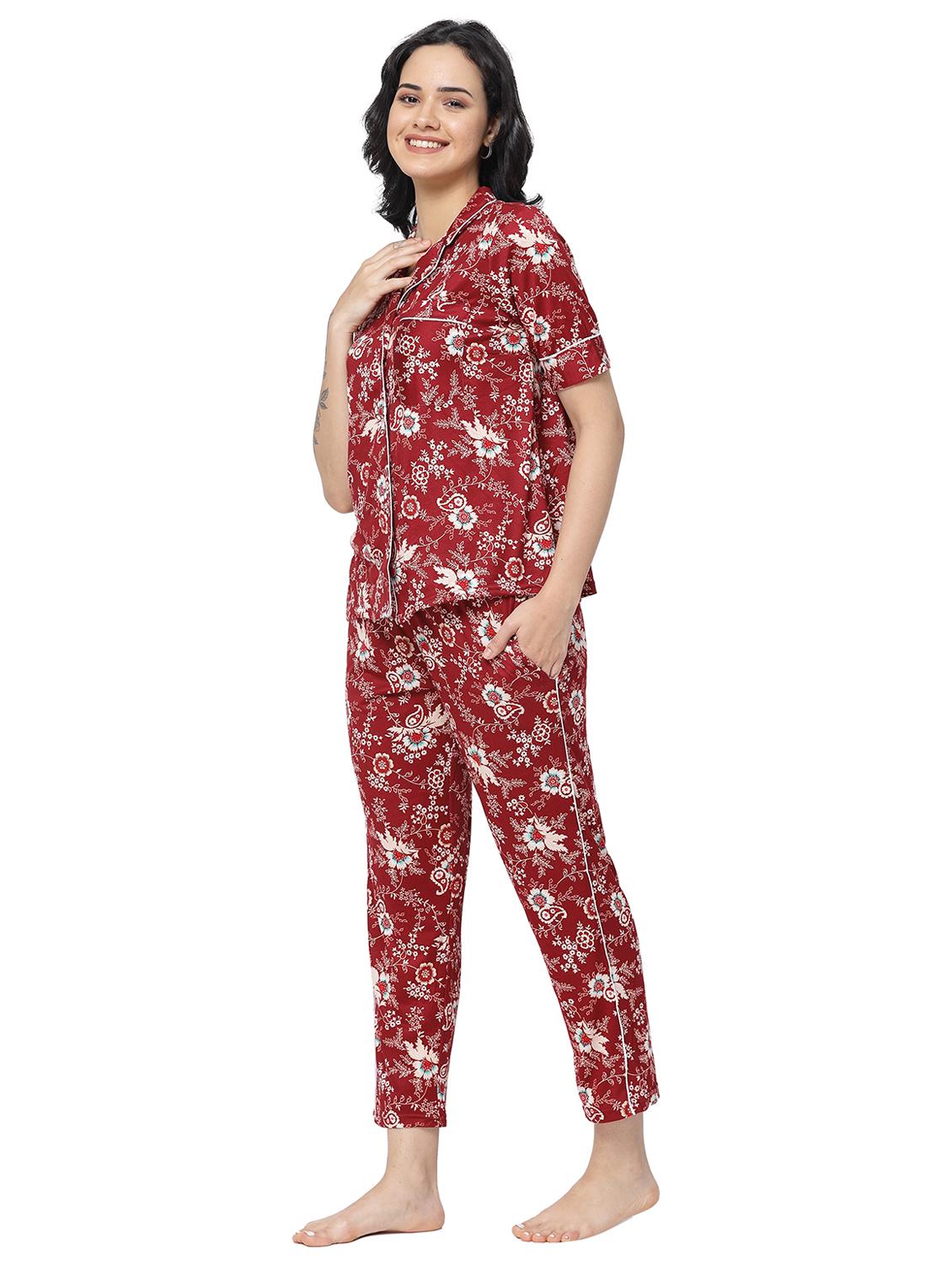 red viscose nightwear set - 20537913 -  Standard Image - 1