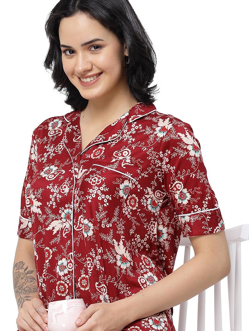 red viscose nightwear set - 20537913 - Standard Image - 4