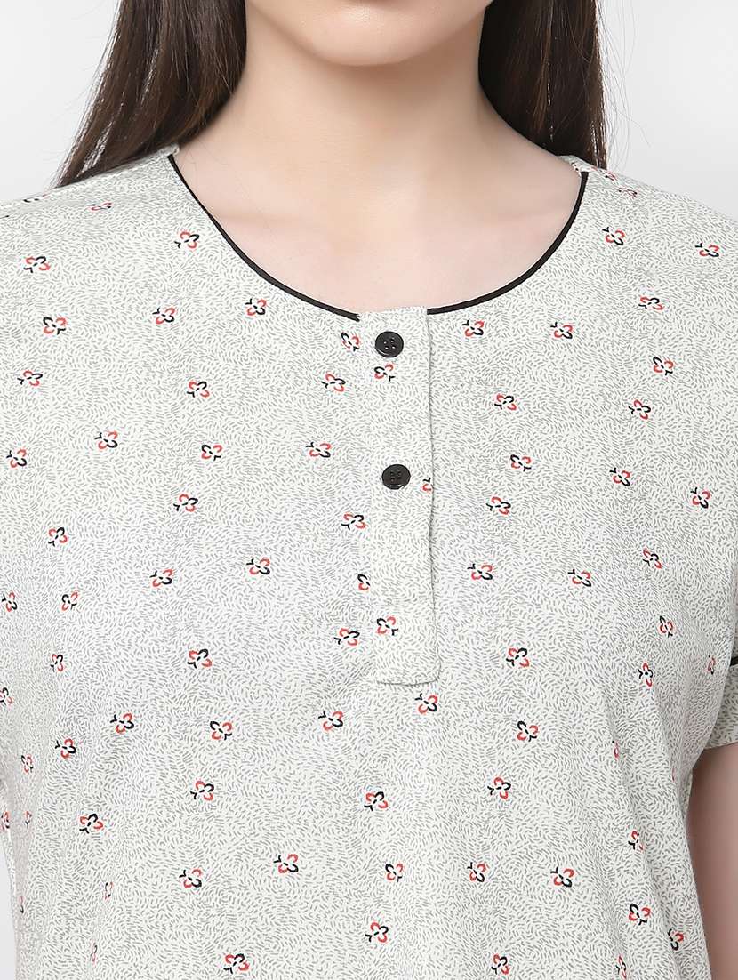 grey cotton blend nightwear set - 20537973 -  Standard Image - 4