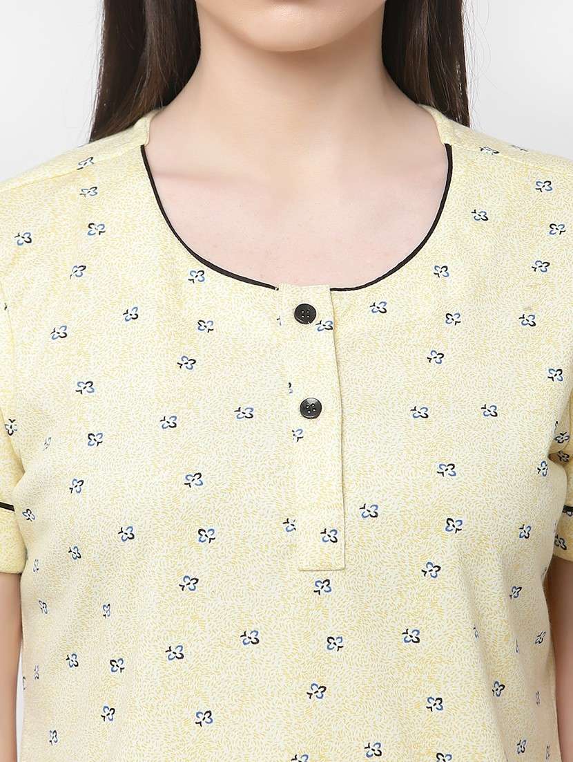 yellow cotton blend nightwear set - 20537974 -  Standard Image - 4