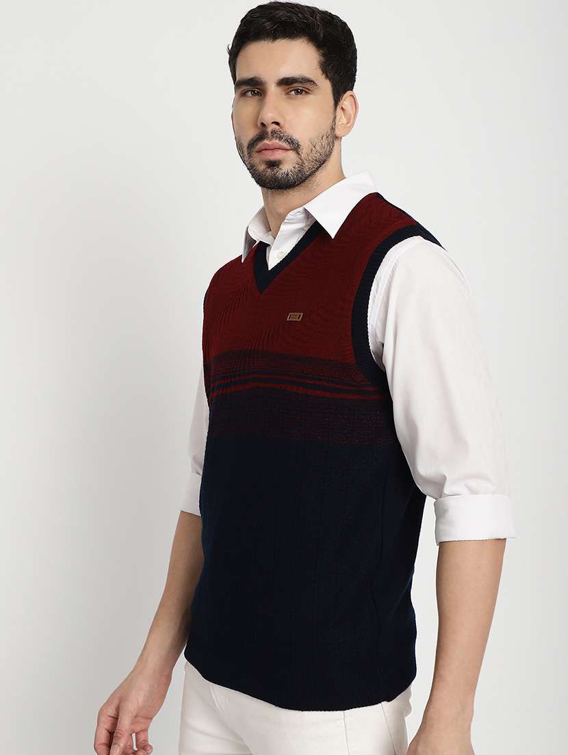 men black & maroon acrylic reversible pullover - 20538382 - Standard Image - 1