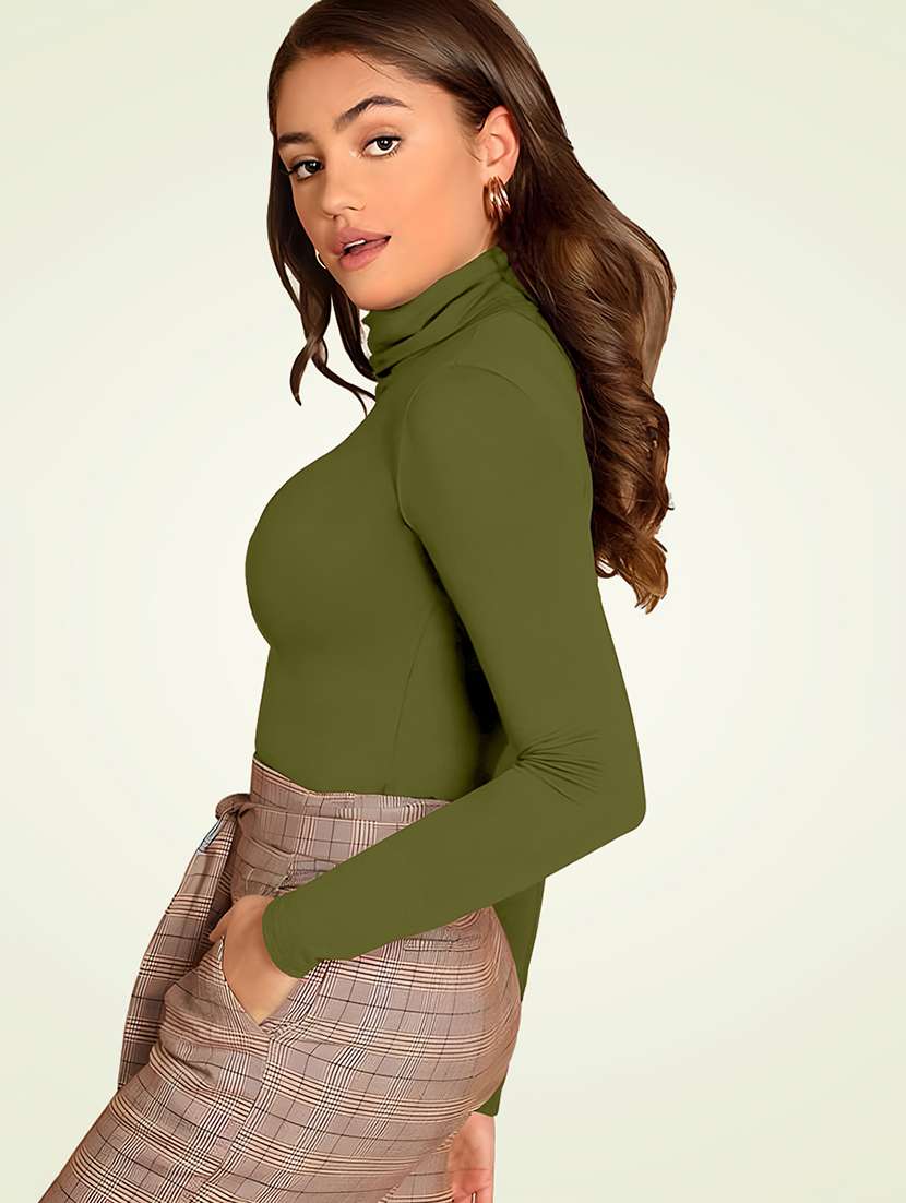 women solid high neck top - 20538470 -  Standard Image - 1