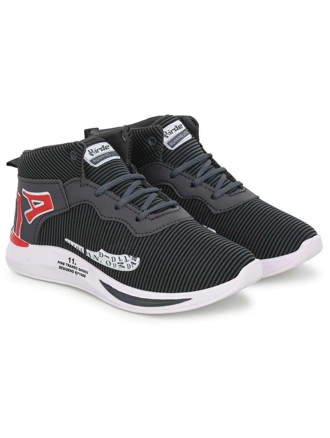 Boys Grey & Black Striped Sneaker - 20538587 -  Standard Image - 1