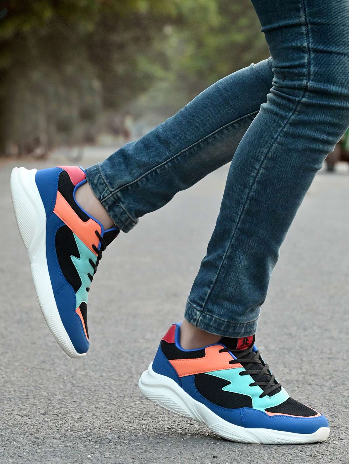 men color block multi colored lace up sport shoe - 20538679 -  Standard Image - 1