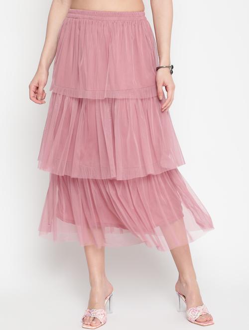 mauve net layered skirt - 20538700 -  Standard Image - 0