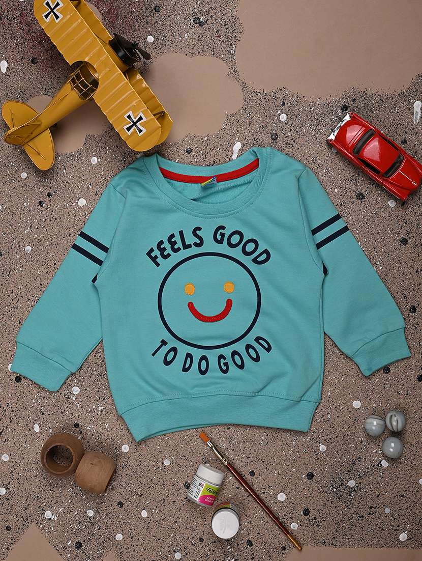 boys round neck front printed sweatshirt