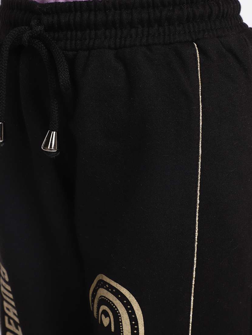 girls black typography jogger - 20539242 - Standard Image - 4