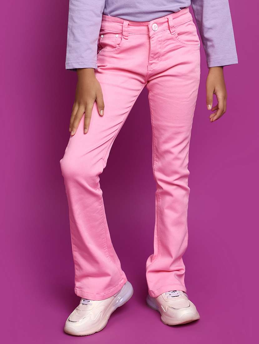 girls solid slim fit jeans