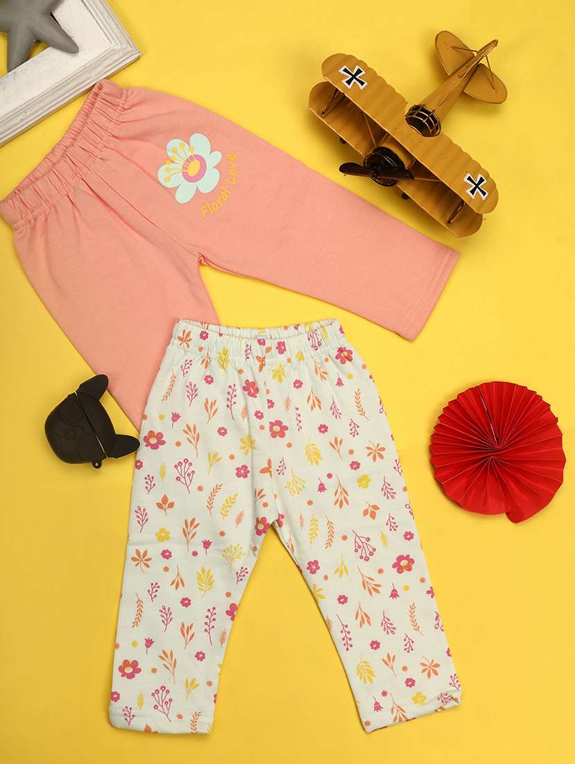 girls pack of 2 printed trousers