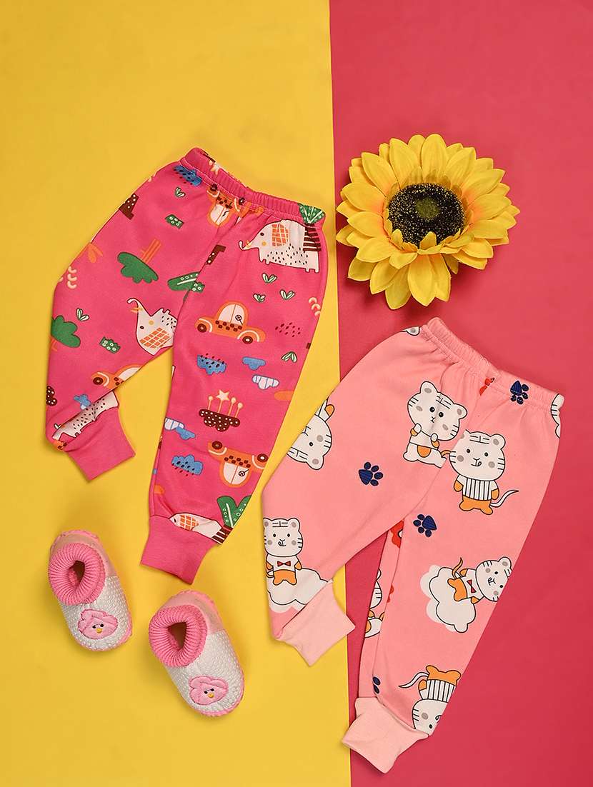 girla pack of 2 printed trousers - 20539281 -  Standard Image - 1