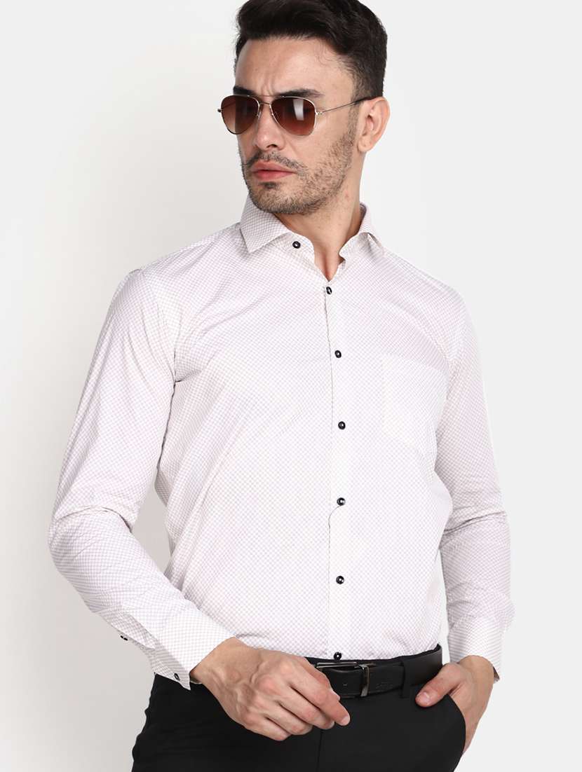 men white printed formal shirt - 20539539 -  Standard Image - 1