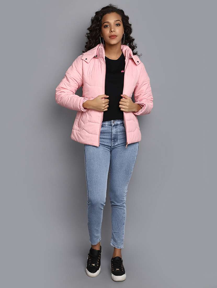 women solid hooded bomber jacket - 20539566 -  Standard Image - 4