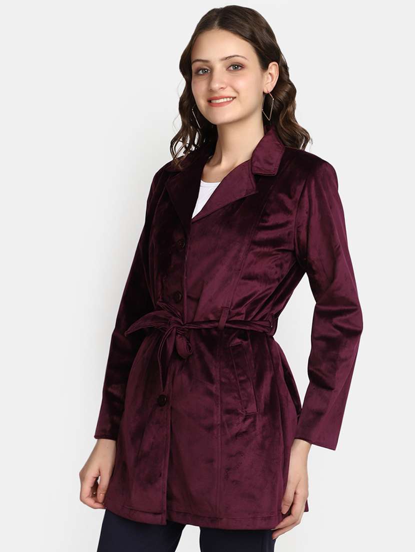 women solid casual coat - 20539567 -  Standard Image - 1