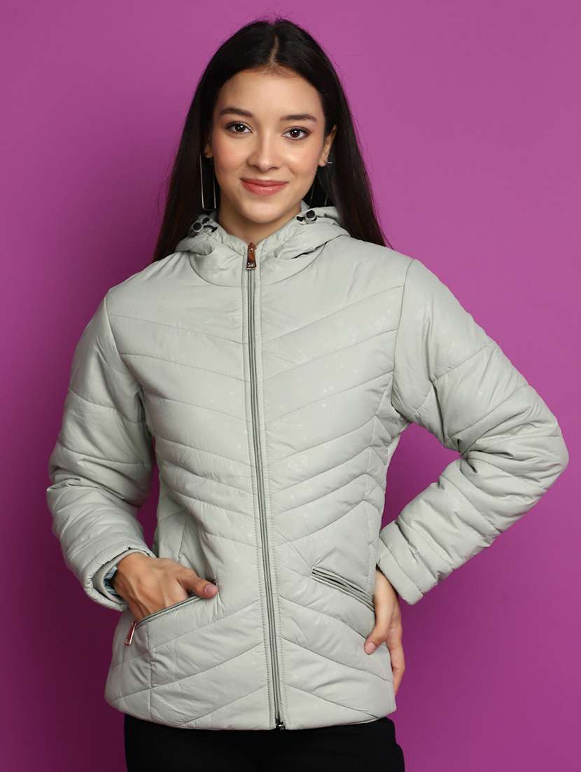 women solid hooded bomber jacket