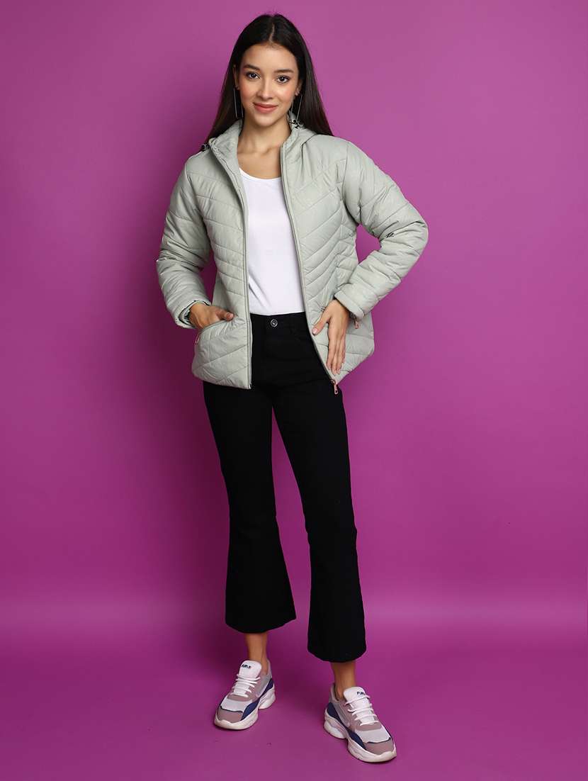 women solid hooded bomber jacket - 20539573 -  Standard Image - 4