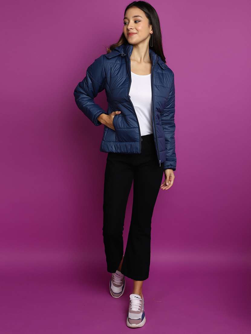 women solid hooded quilted jacket - 20539578 -  Standard Image - 4