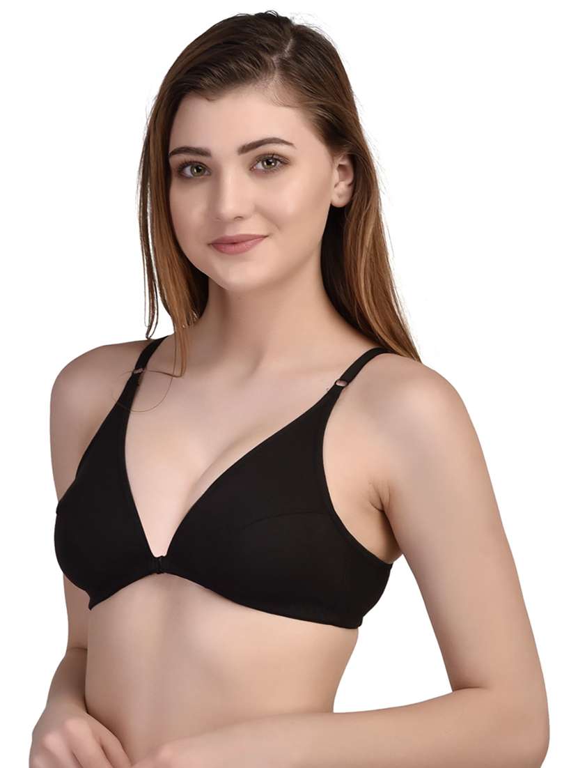 women solid front open bra - 20540139 -  Standard Image - 1