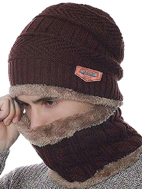 men brown woolen winter cap - 20541462 -  Standard Image - 1