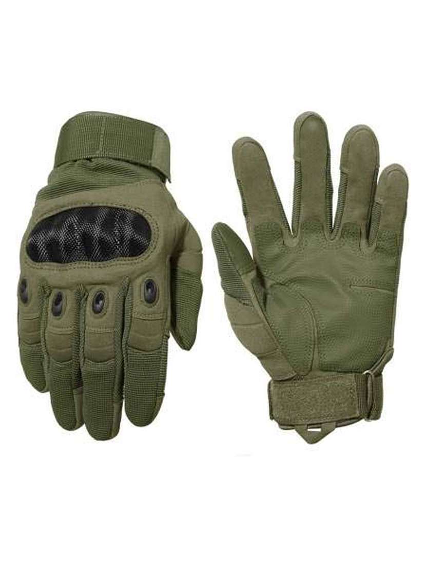 men olive fur gloves - 20541781 -  Standard Image - 1