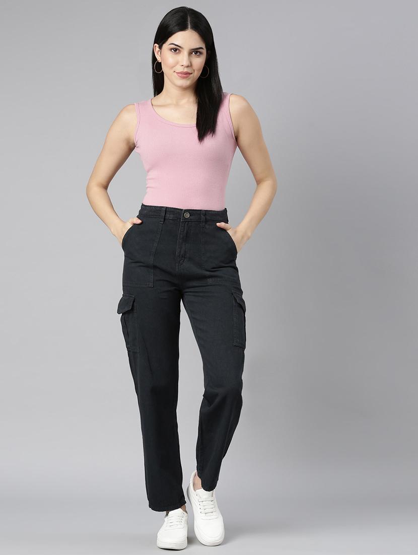 women high rise solid cargos - 20542094 - Standard Image - 4