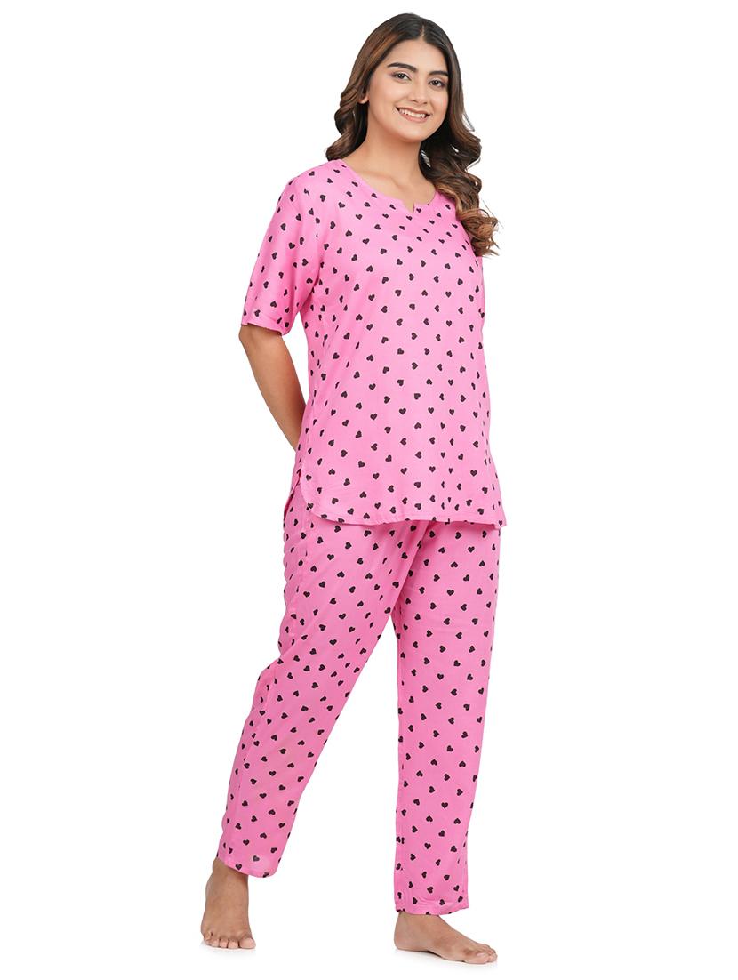 pink full nightwear set - 20542235 -  Standard Image - 1
