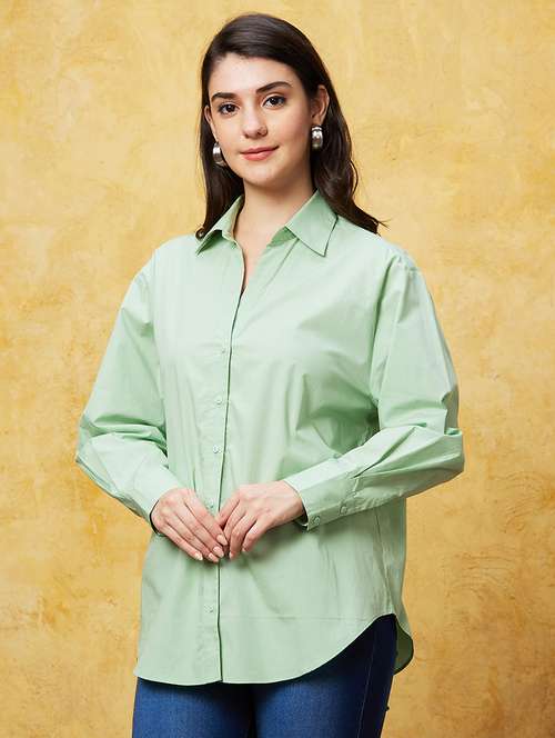 green solid shirt top - 20544787 - Standard Image - 0