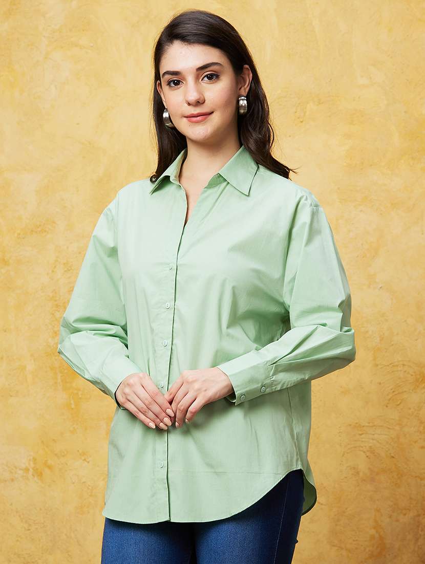 green solid shirt top - 20544787 - Zoom Image - 0