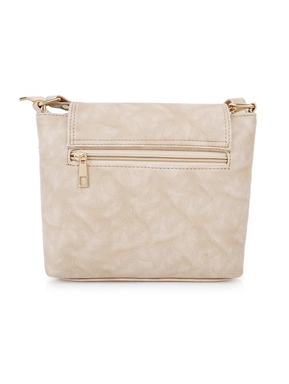women cream leatherette flap detailed sling bag - 20546294 -  Standard Image - 1