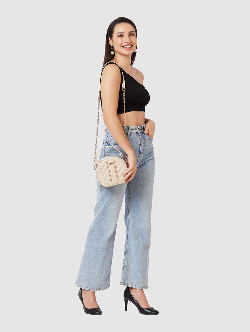 nude leatherette (pu) sling bag - 20546354 -  Standard Image - 6