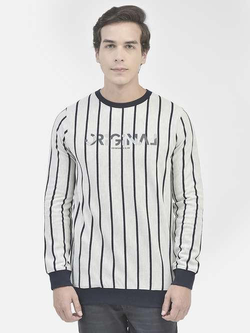 men striped grey cotton blend regular sweatshirt - 20546983 -  Standard Image - 0