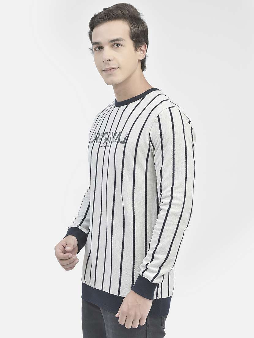 men striped grey cotton blend regular sweatshirt - 20546983 -  Standard Image - 1