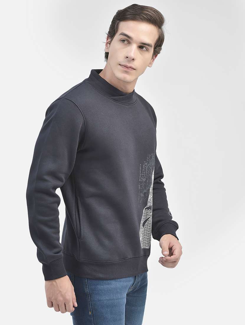 Men Graphic Printed Charcoal Cotton Blend Regular Sweatshirt - 20546993 -  Standard Image - 1