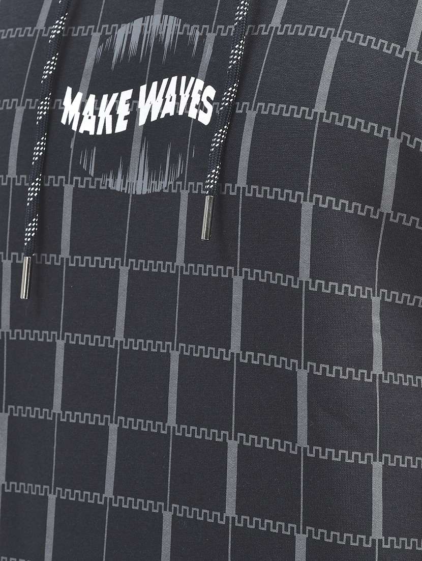 men printed grey cotton blend hooded sweatshirt - 20547013 -  Standard Image - 4