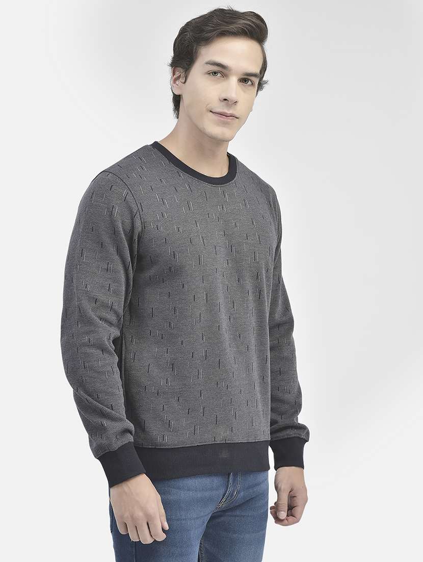 men printed grey cotton blend sweatshirt - 20547025 -  Standard Image - 1