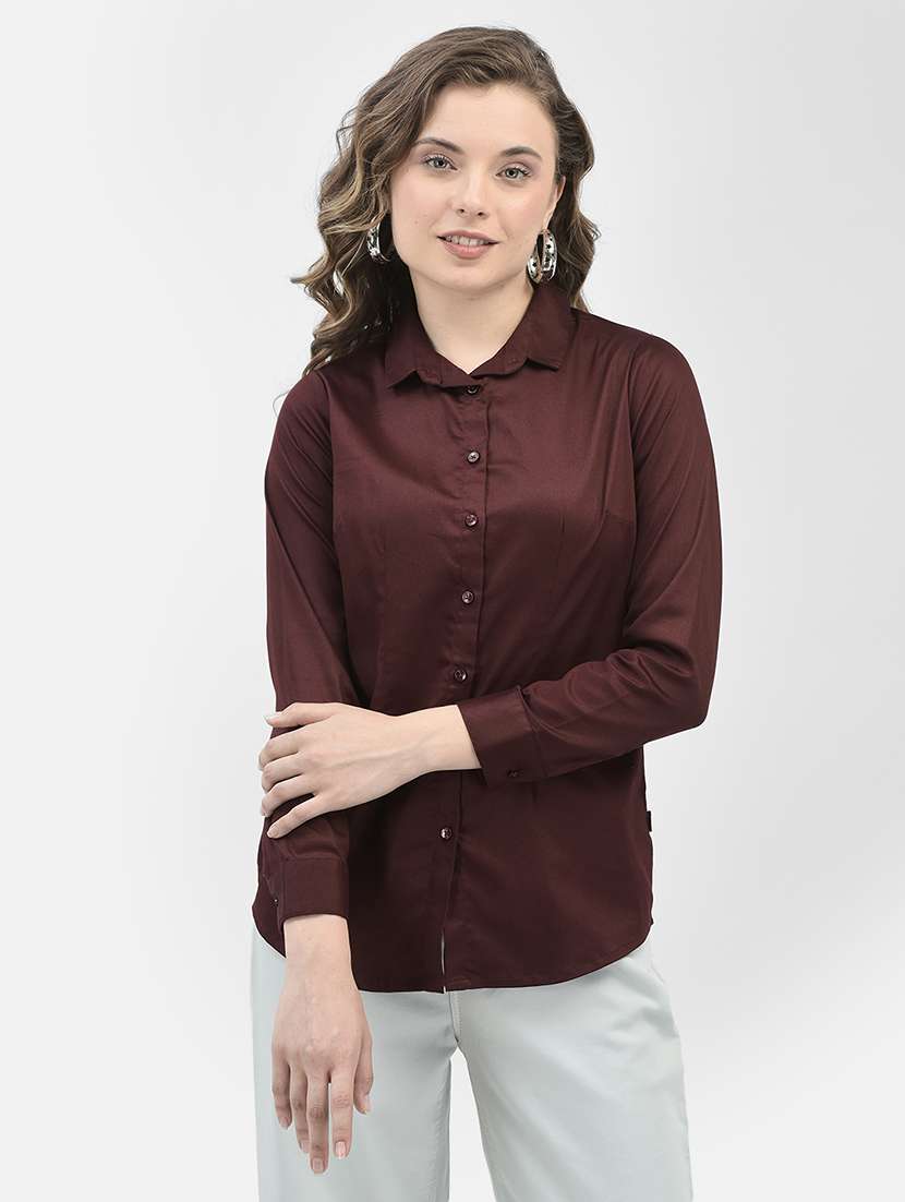 women solid regular shirt