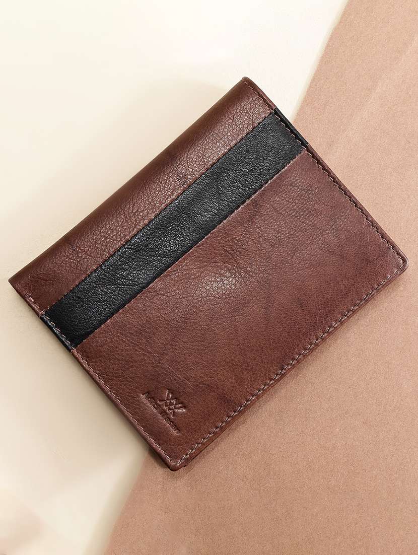 stripe detailed leather card holder