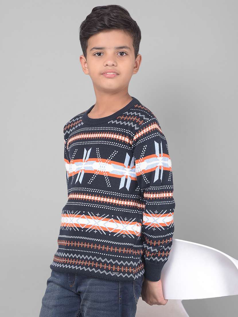 boys round neck printed sweater