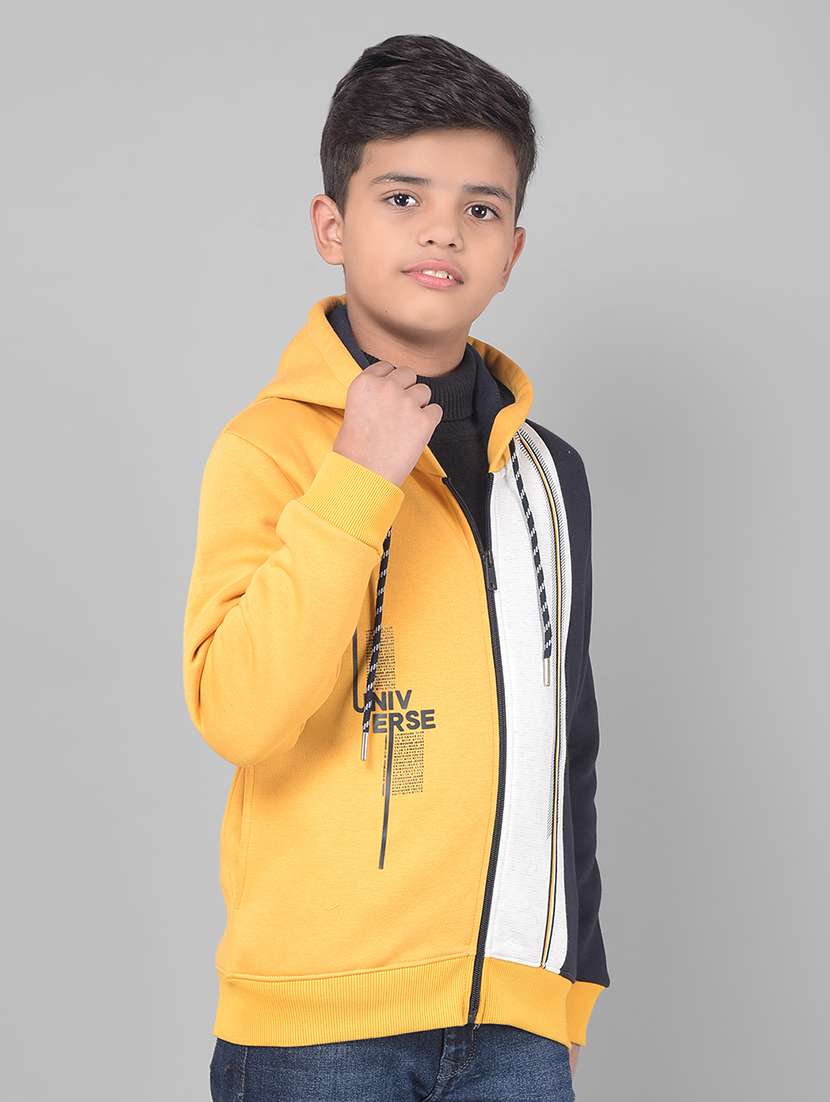 boys full sleeve color block hoooded sweater - 20547074 -  Standard Image - 1