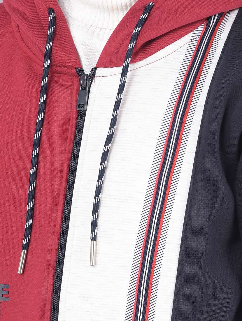 boys full sleeve color block hoooded sweater - 20547075 -  Standard Image - 4