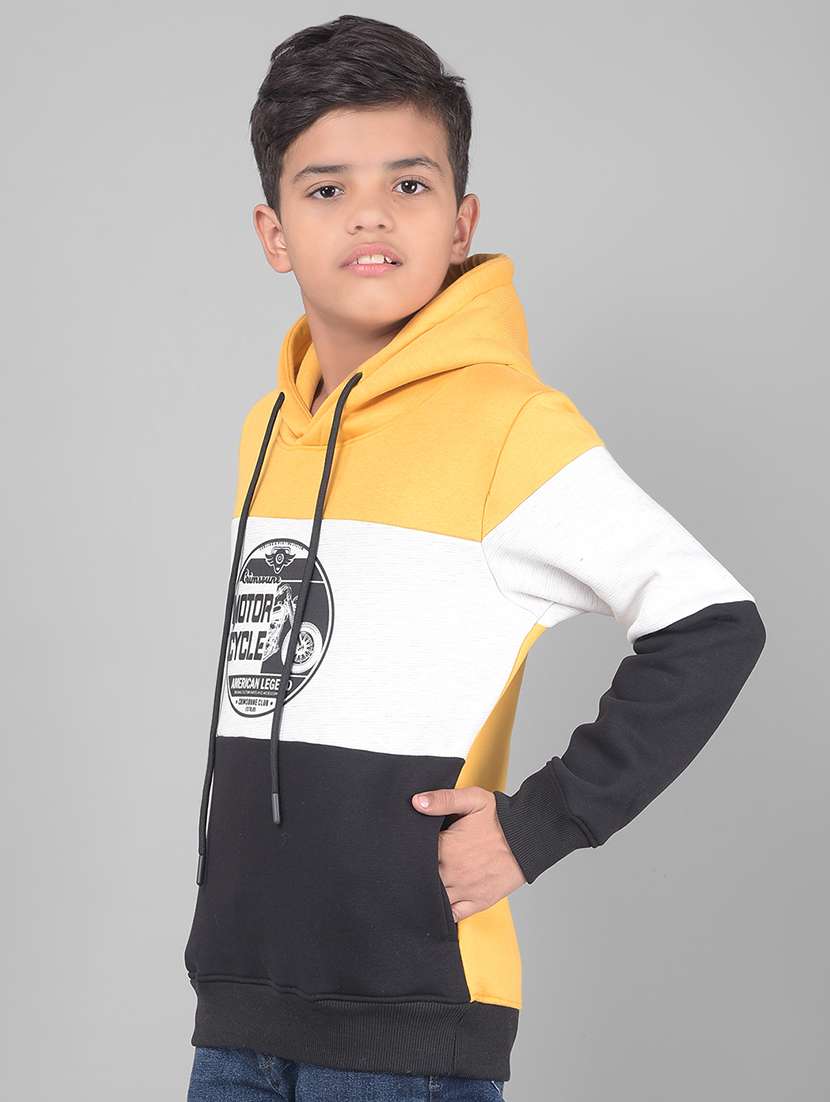 boys color block graphic printed hooded sweatshirt