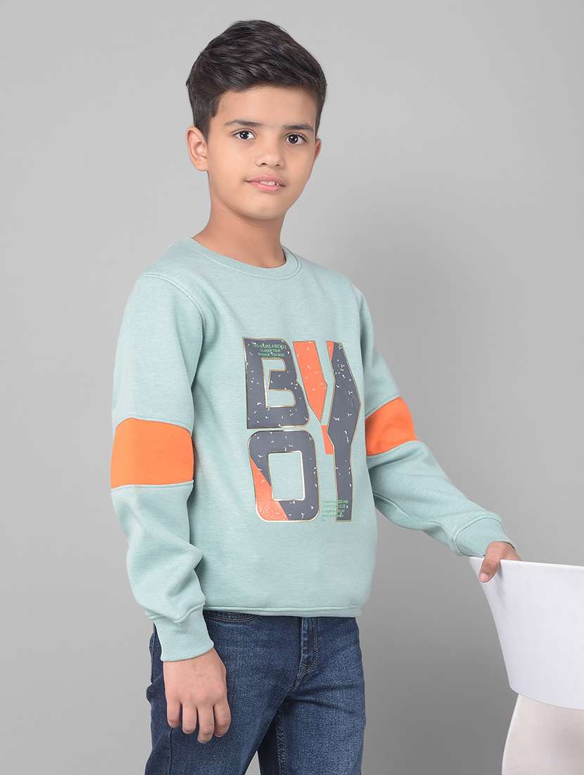 boys round neck typographic regular sweatshirt