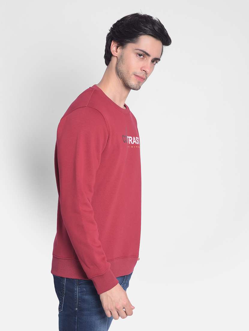 men typography printed red cotton blend sweatshirt - 20547122 -  Standard Image - 1