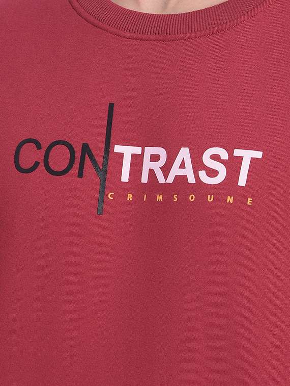 men typography printed red cotton blend sweatshirt - 20547122 - Standard Image - 4
