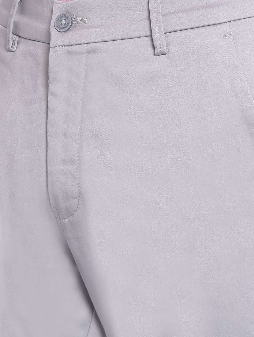 men mid rise solid flat front casual trouser - 20547127 - Standard Image - 4