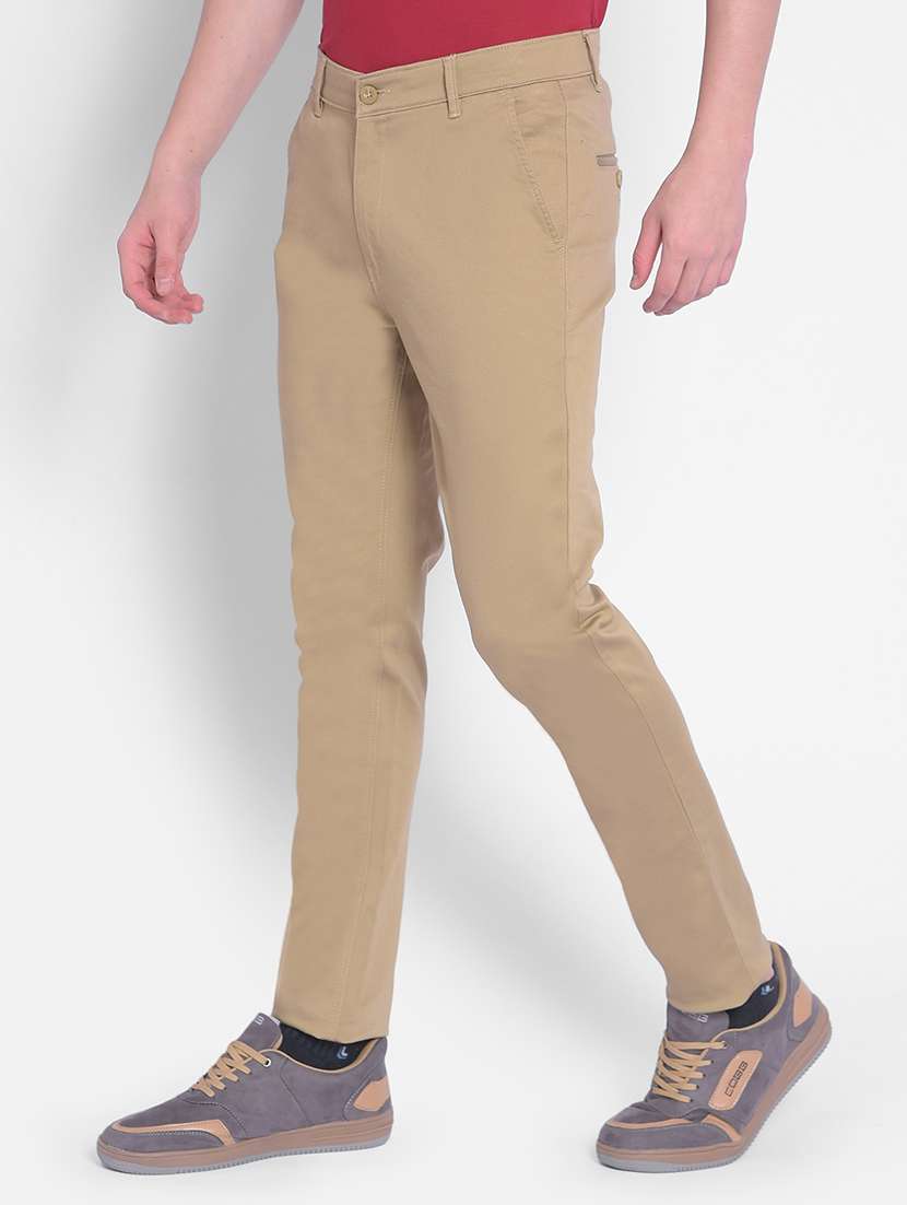 men khaki flat front chino trousers - 20547144 -  Standard Image - 1