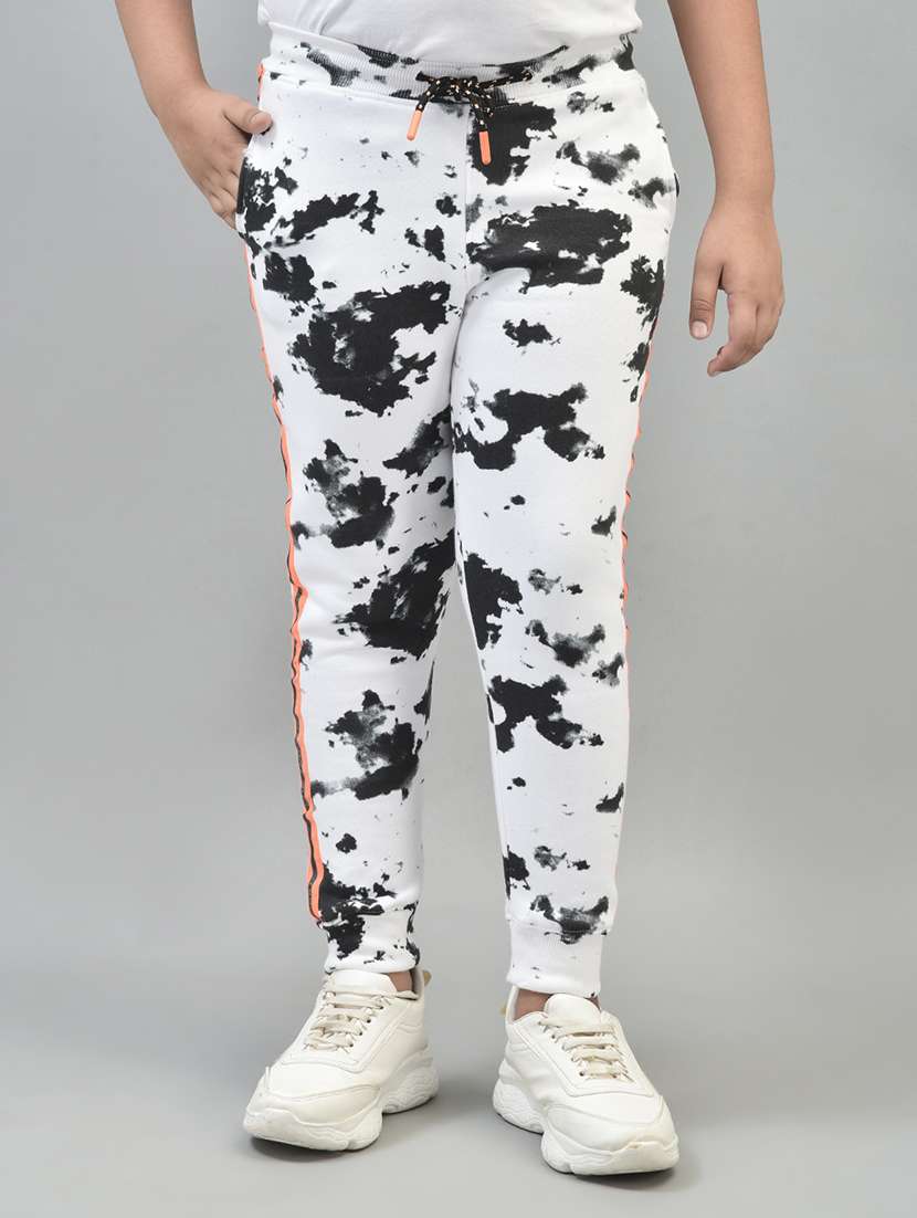 boys white printed jogger
