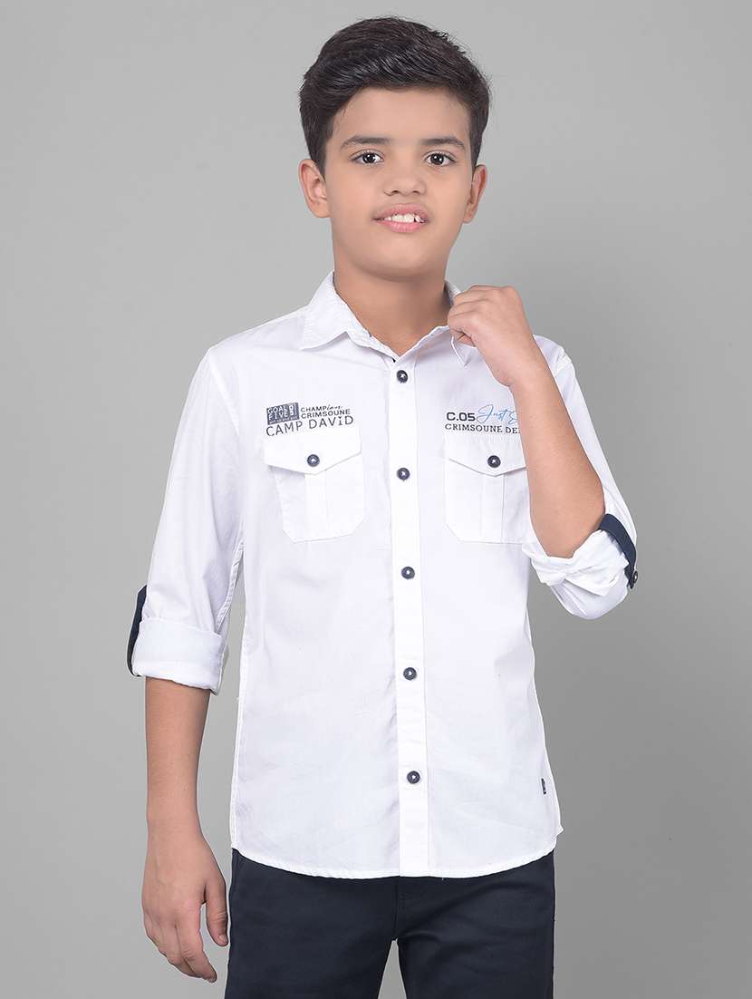 boys white regular shirt
