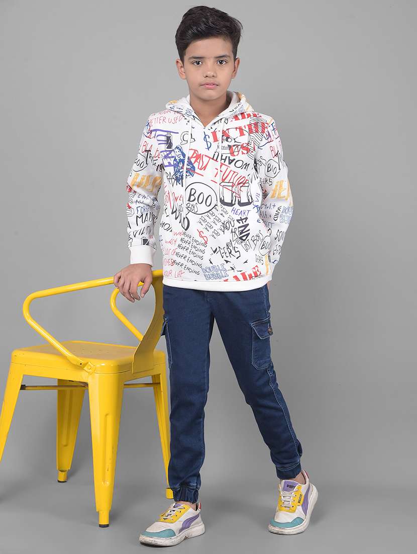 boys white typographic hooded sweatshirt - 20547307 - Standard Image - 4