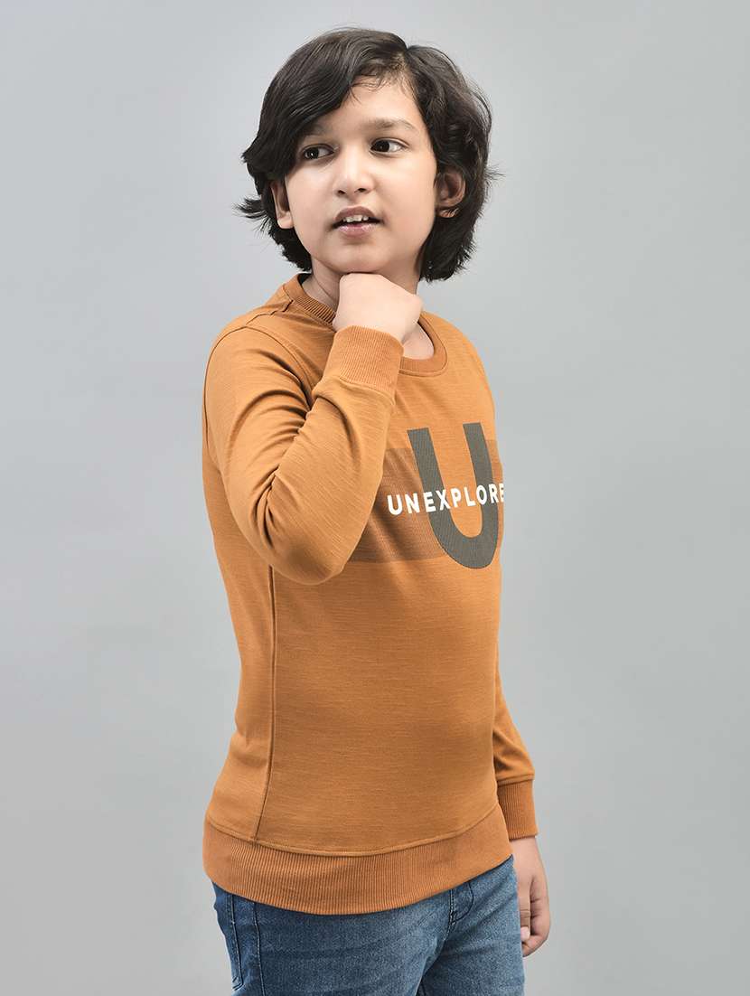 boys mustard typographic regular sweatshirt - 20547308 -  Standard Image - 1